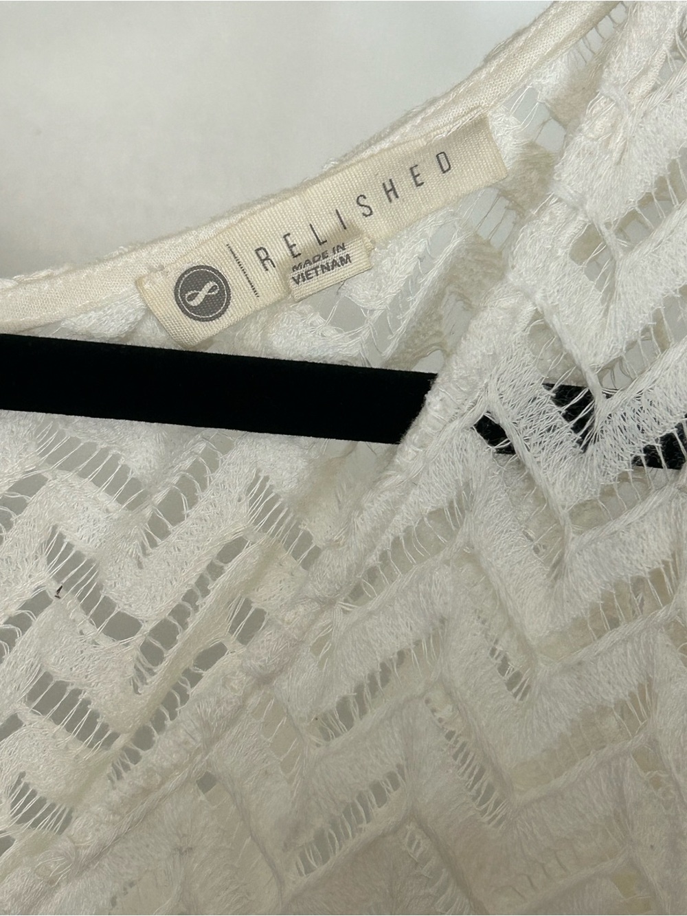 XL Relished Ivory Chevron Lace Knit Top